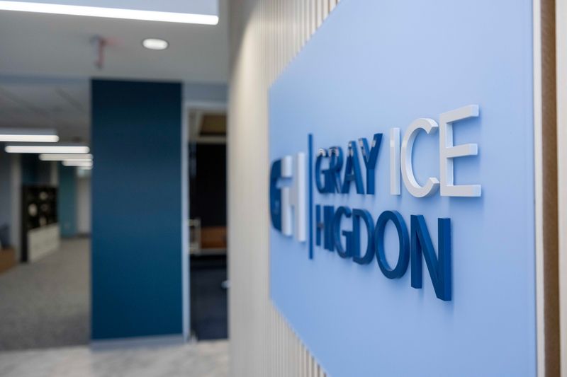 Gray Ice Higdon office hallway sign
