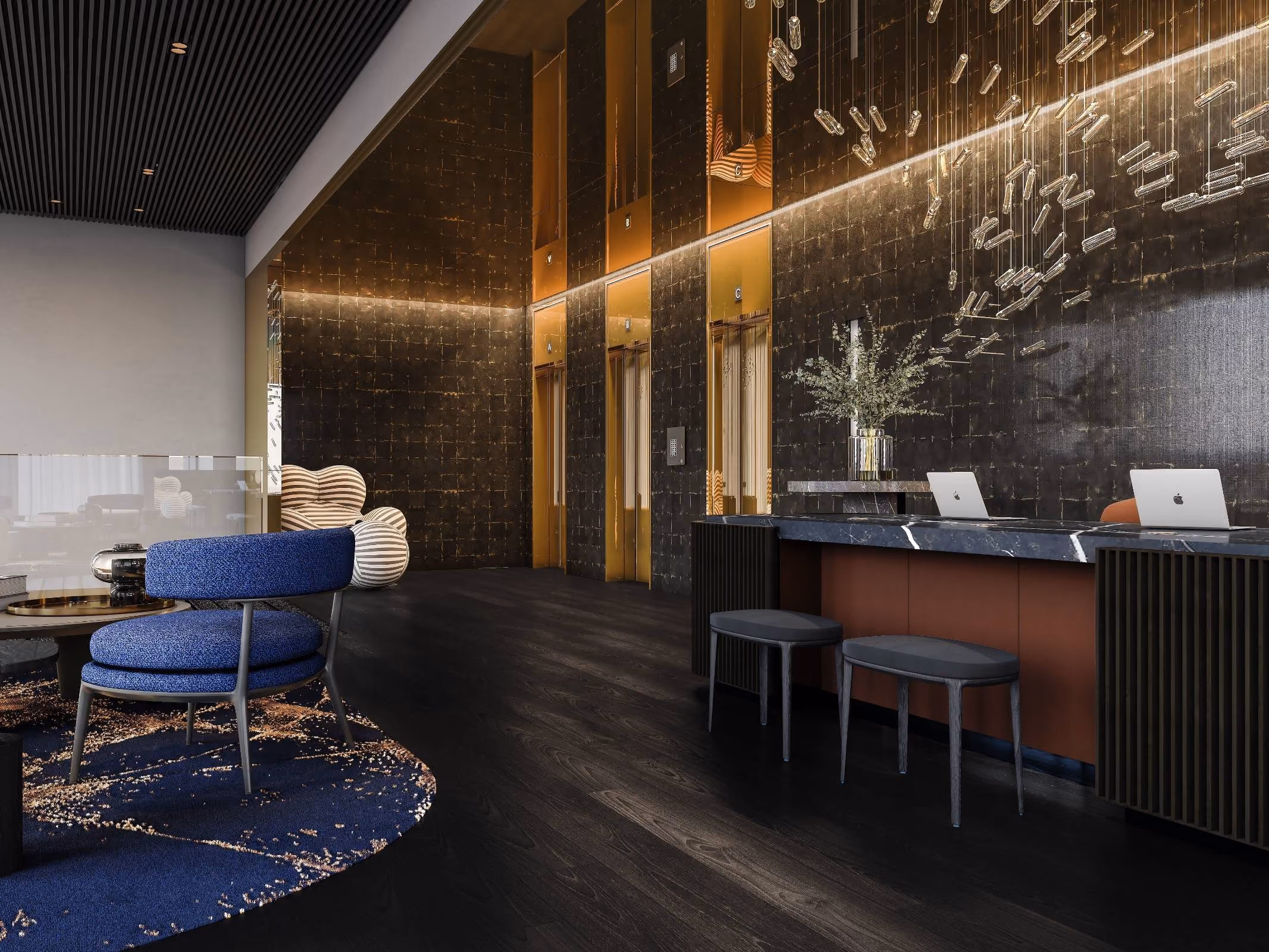 Amano Hotel in Covent Garden. Lobby Lighting