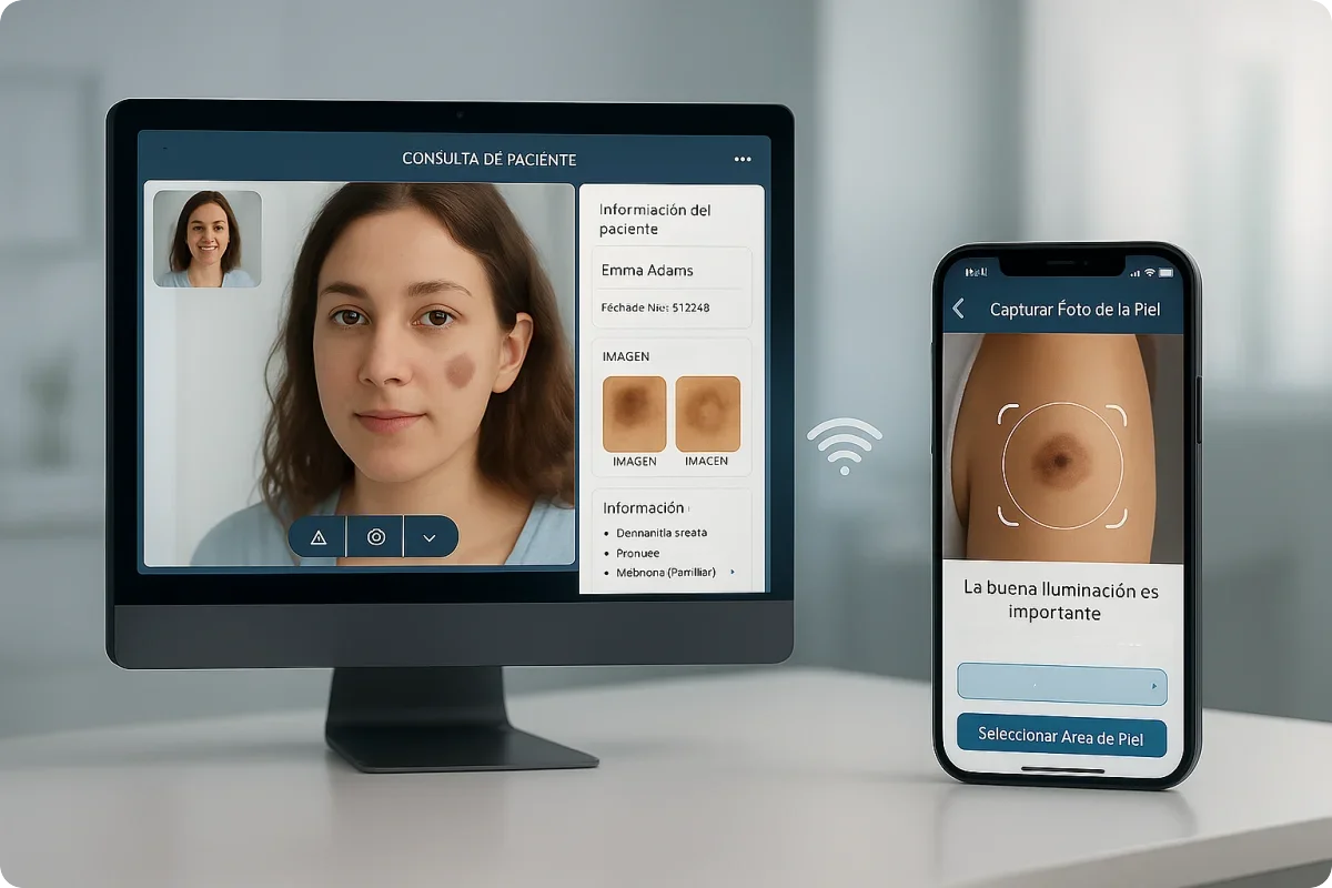 Documentación automática dermatología IA - Luna Salud consulta paciente telemedicina captura imágenes
