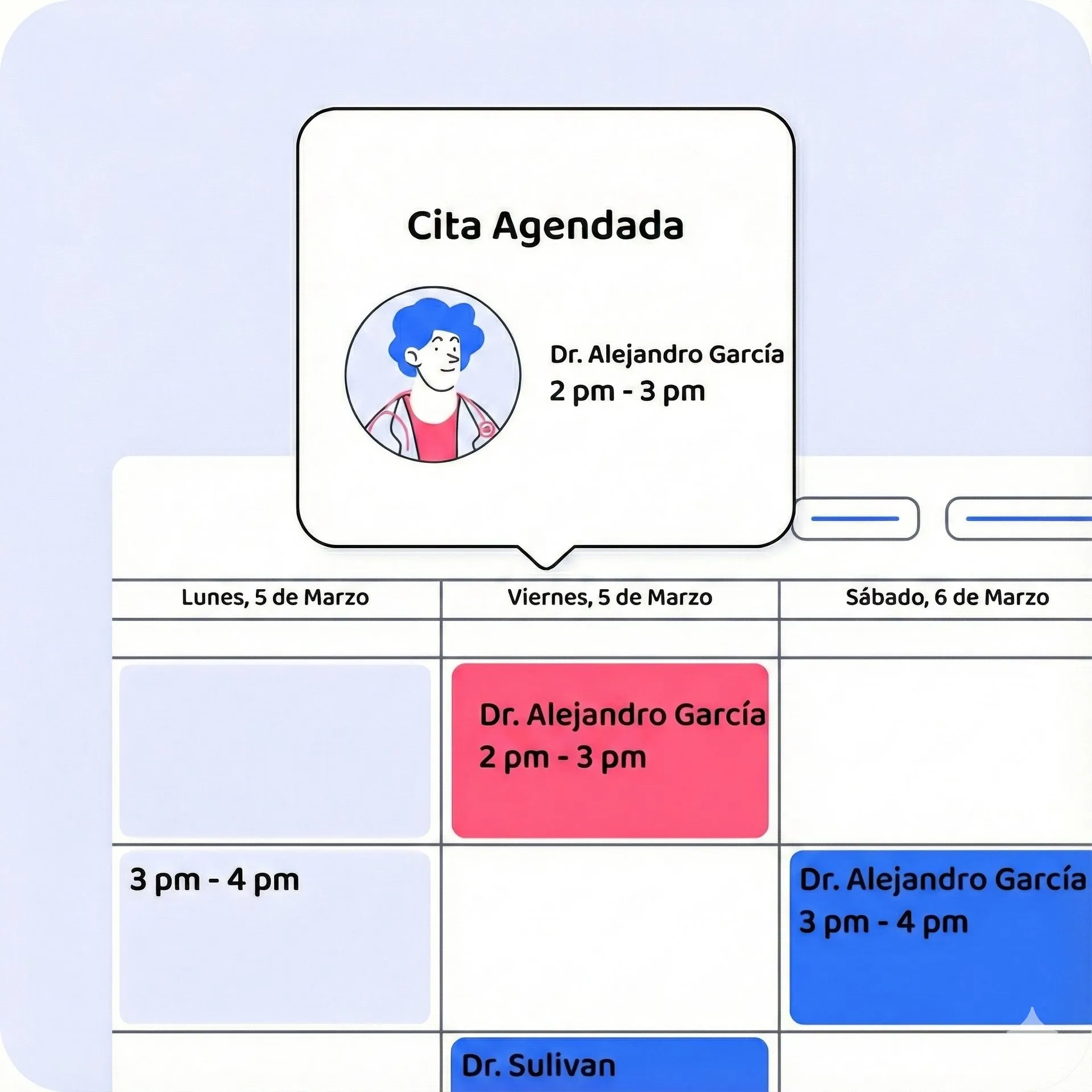 Agenda de citas médicas con doctor en Luna Salud - calendario de consultas disponibles