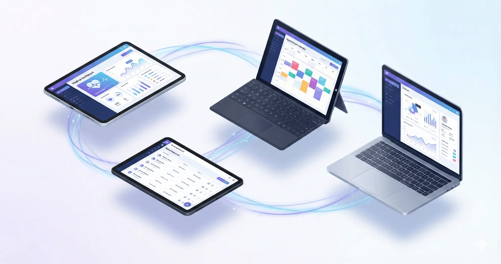 Dispositivos compatibles con Luna Salud: iPad, tablets Android, tablets Windows y computadoras