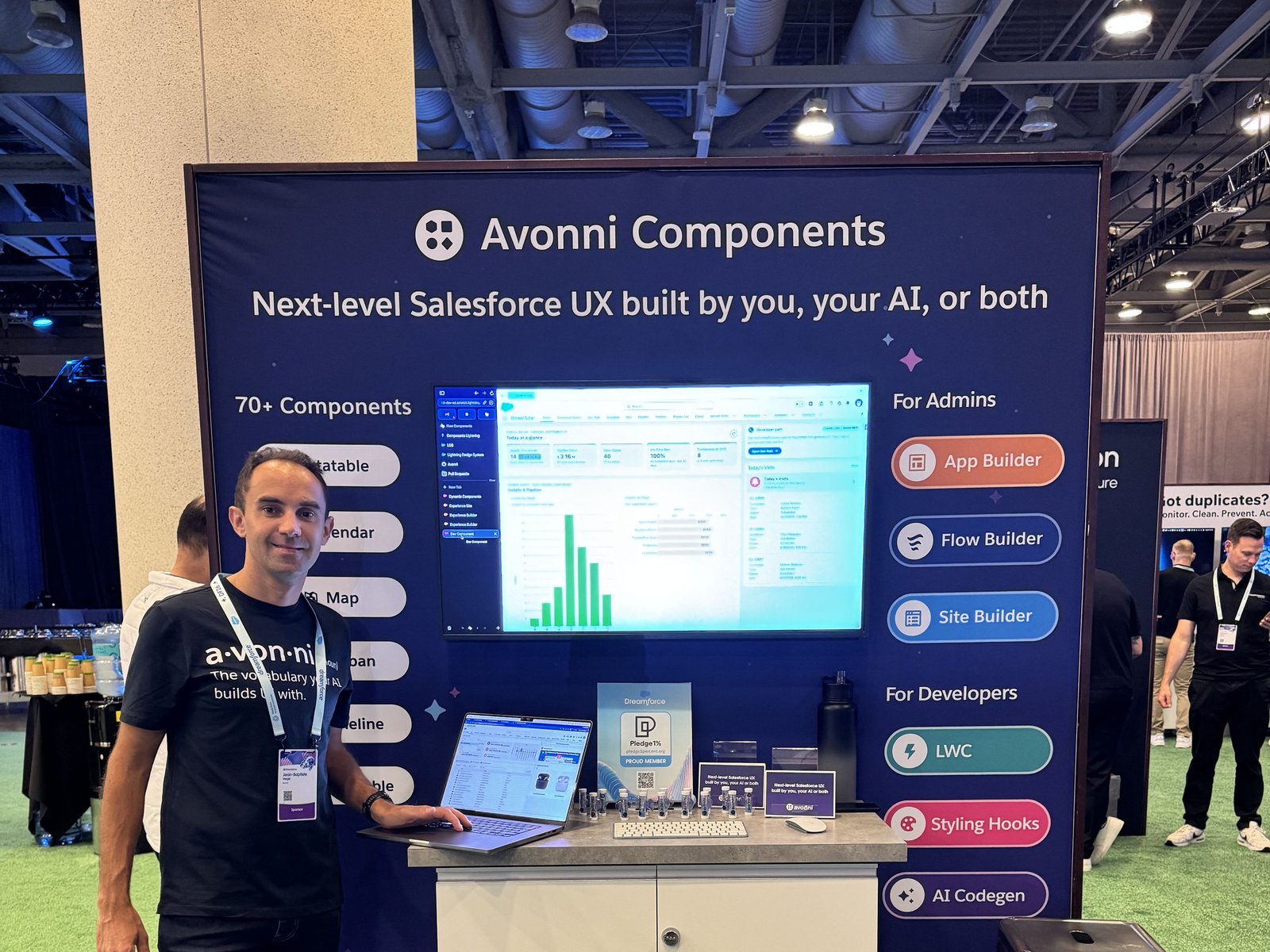 Jean-Baptiste Vergé at the Avonni booth in Trailblazer Forest, Dreamforce 2026