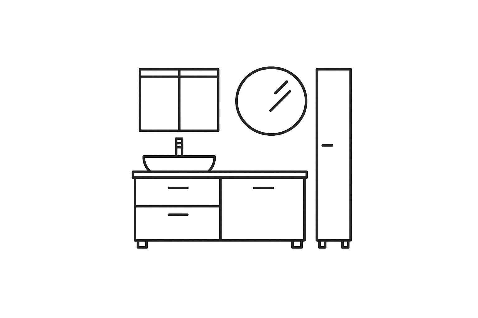 Modernes Schlafzimmer mit Holzfliesenboden, Bett mit gestreifter Bettwäsche und großer Glasfront zur Terrasse.