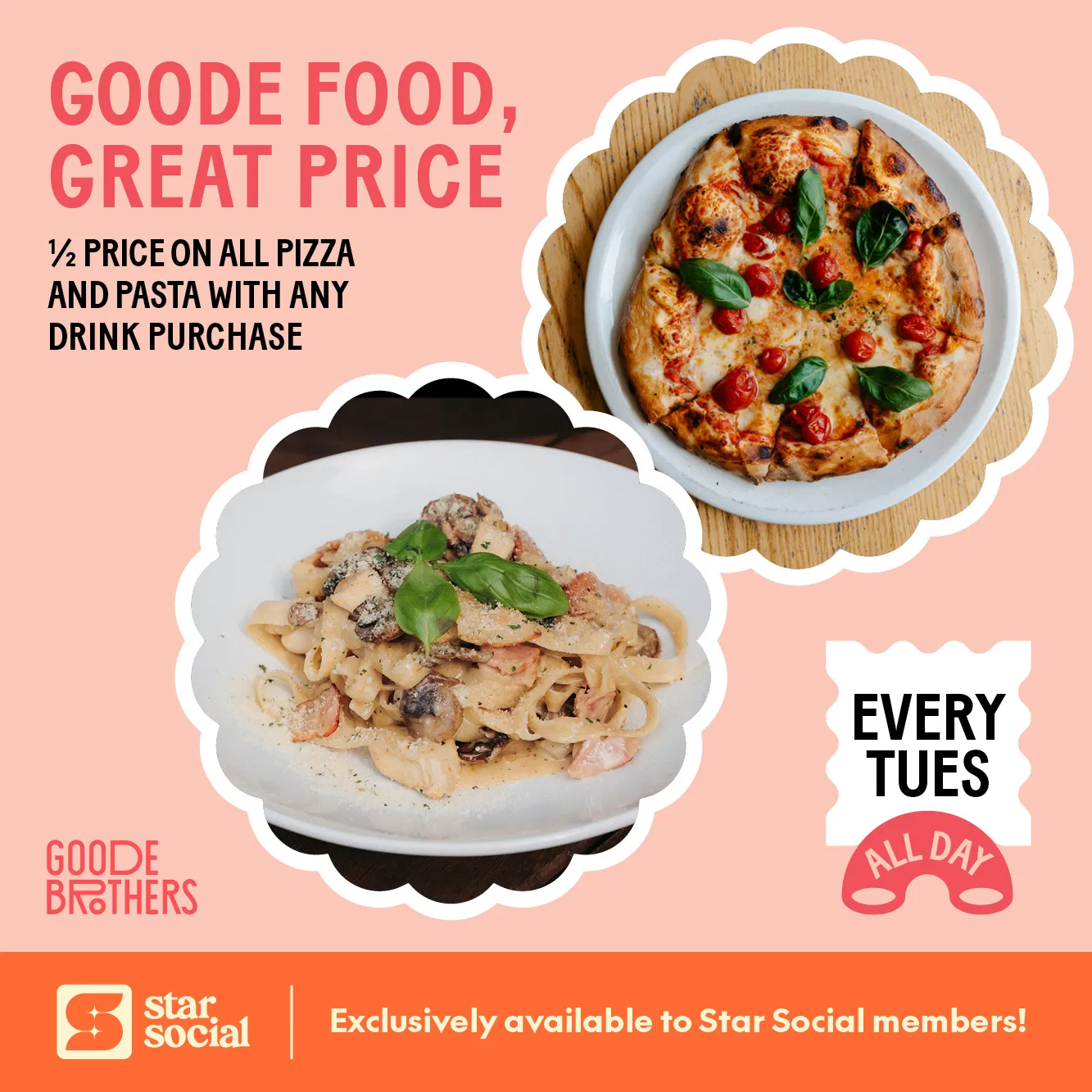 1/2 Price Pizza & Pasta