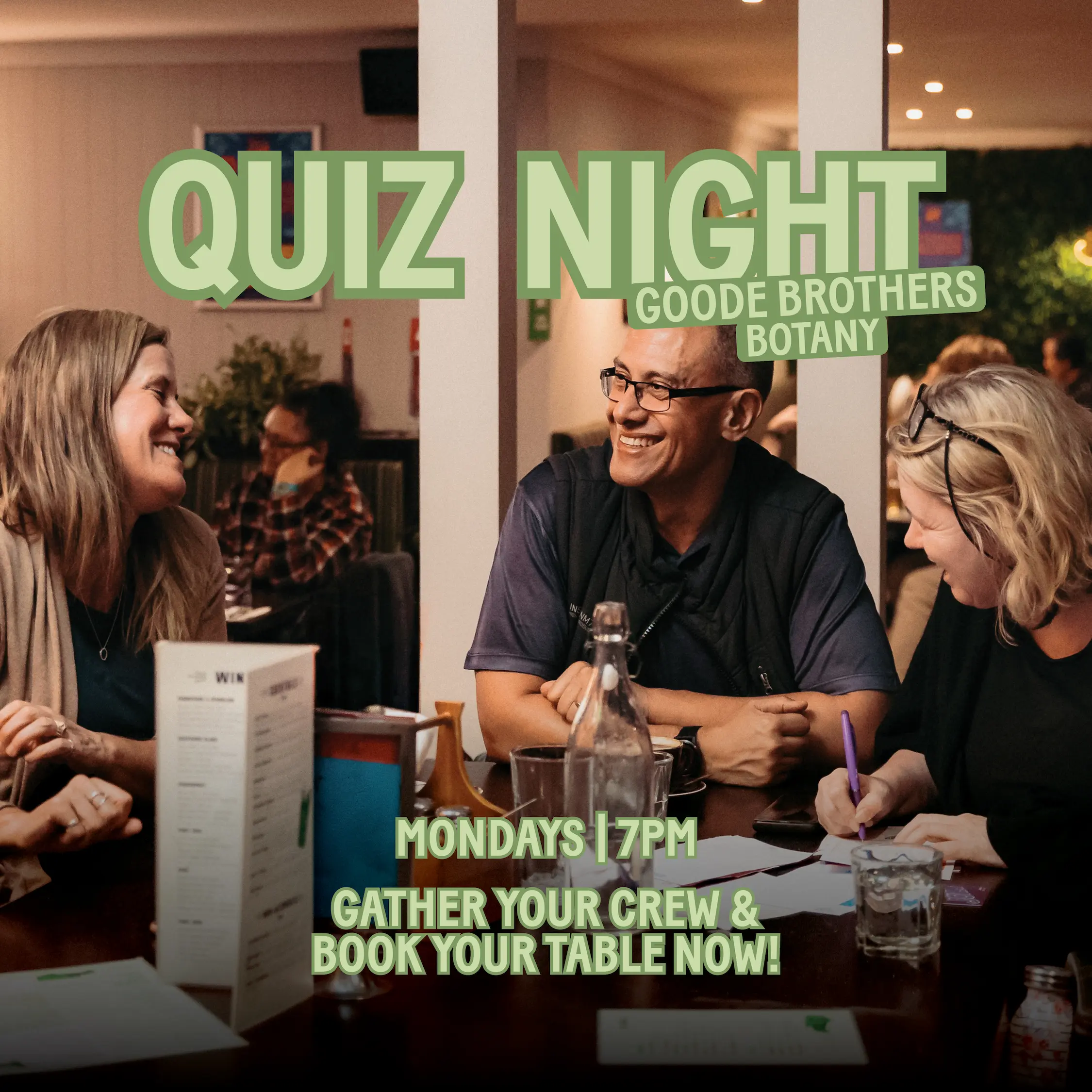 Monday Night Quiz at Goode Brothers Botany