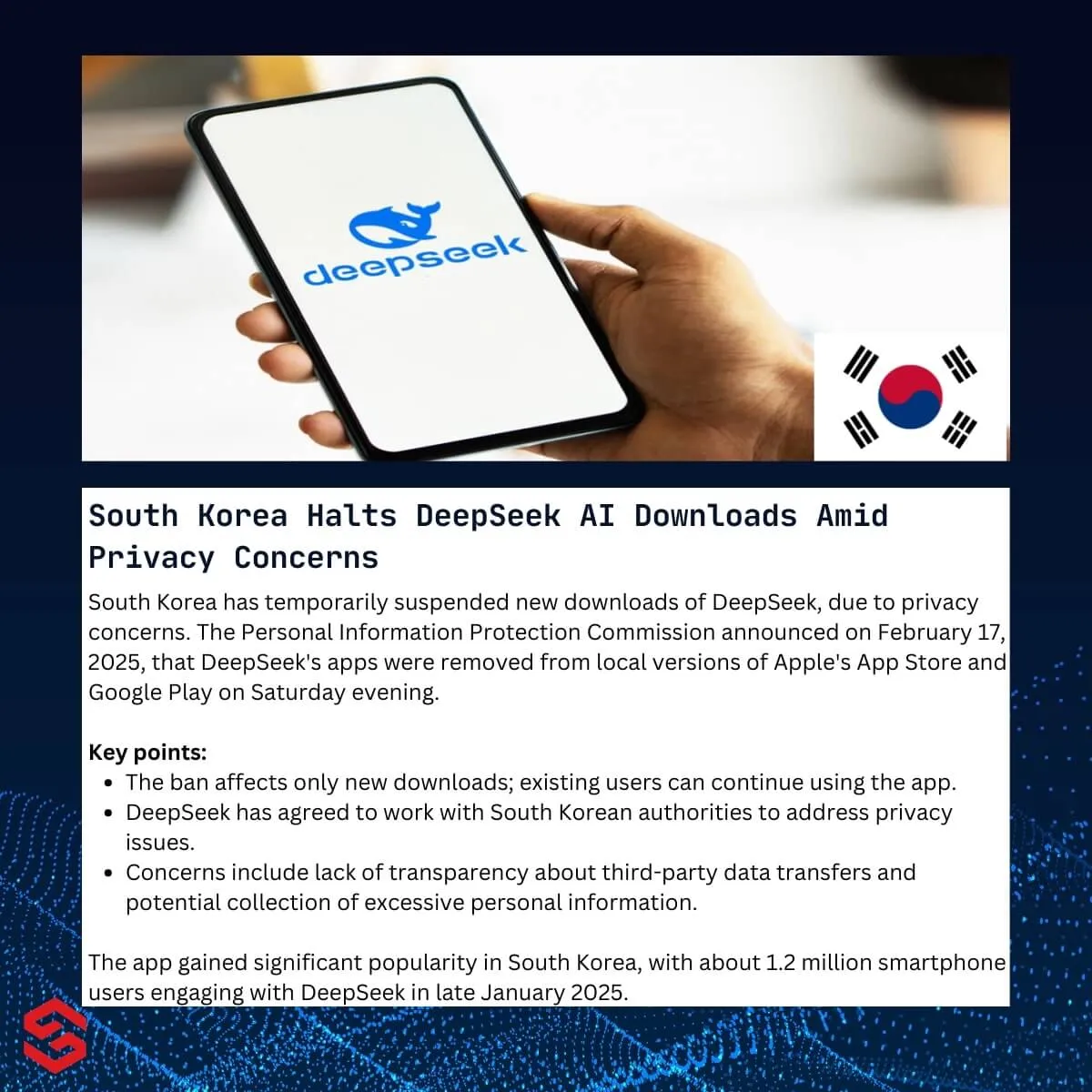 South Korea Halts DeepSeek AI Downloads Amid Privacy Concerns