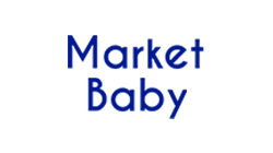 Market Baby text logo in bold blue sans-serif letters.