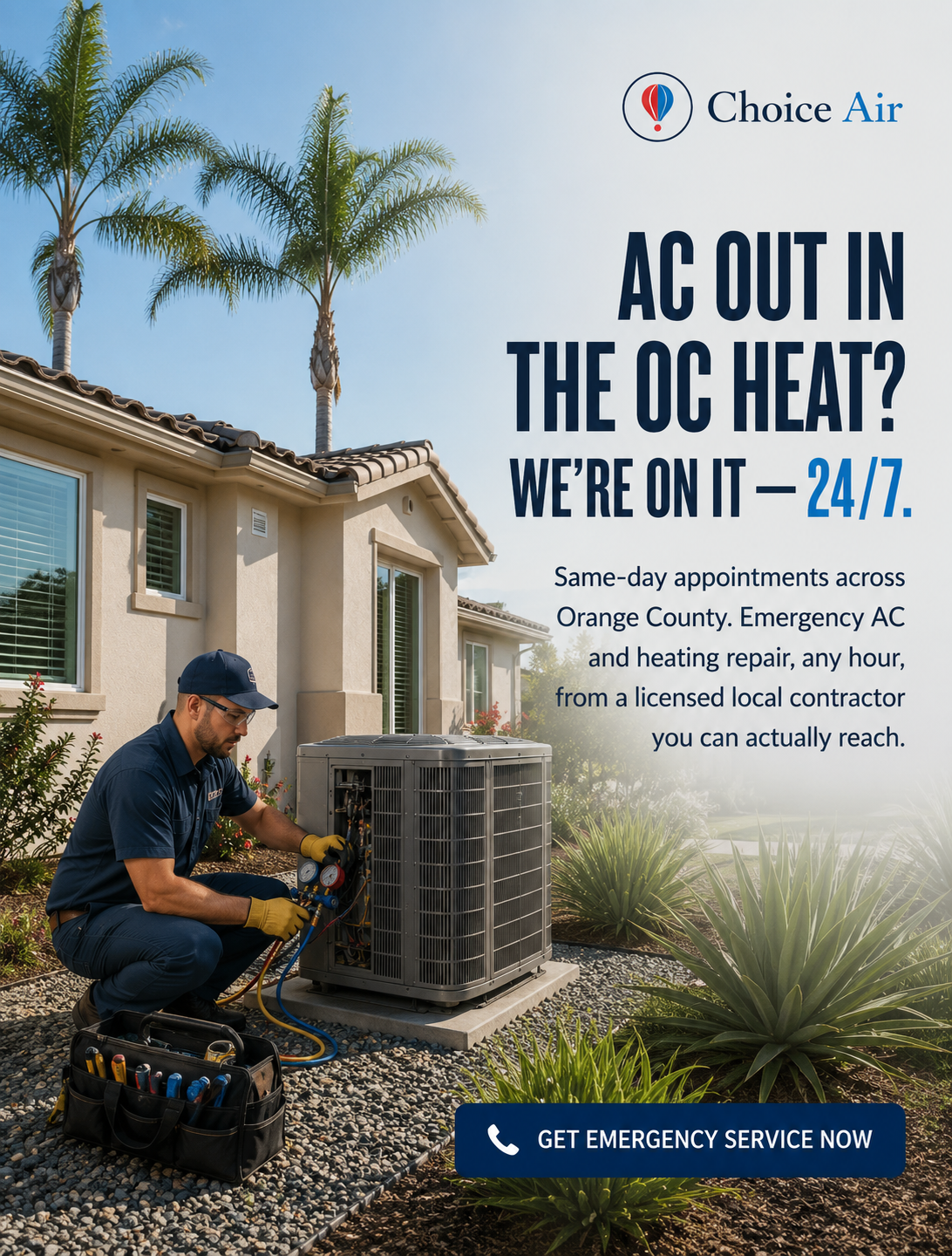 Choice Air emergency AC service messaging