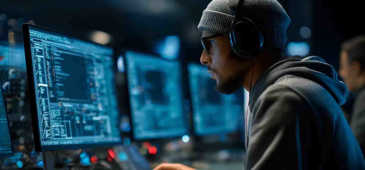 Cybersecurity specialist performing a security audit to help small businesses keep data secure