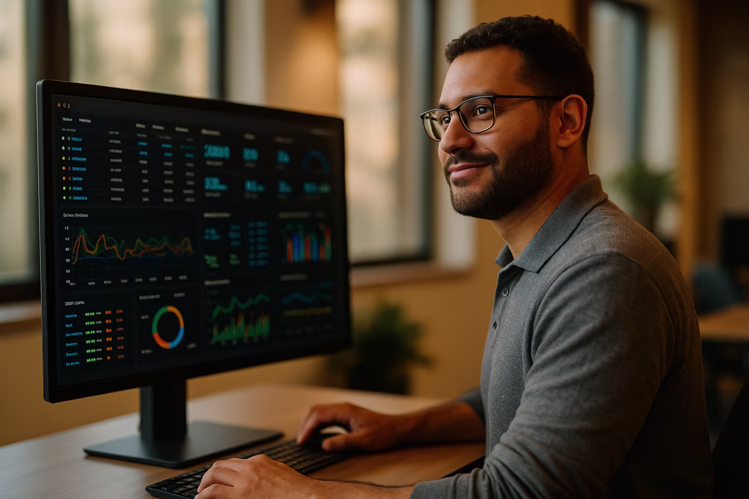 IT professional monitoring Windows server management