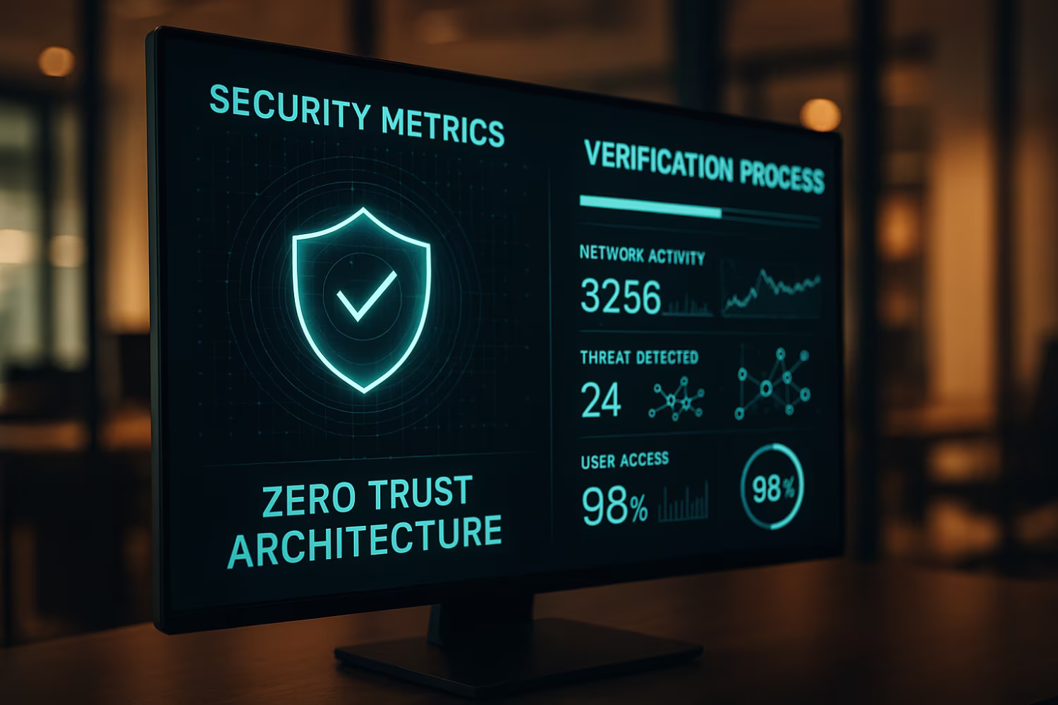 Digital screen displaying zero trust architecture