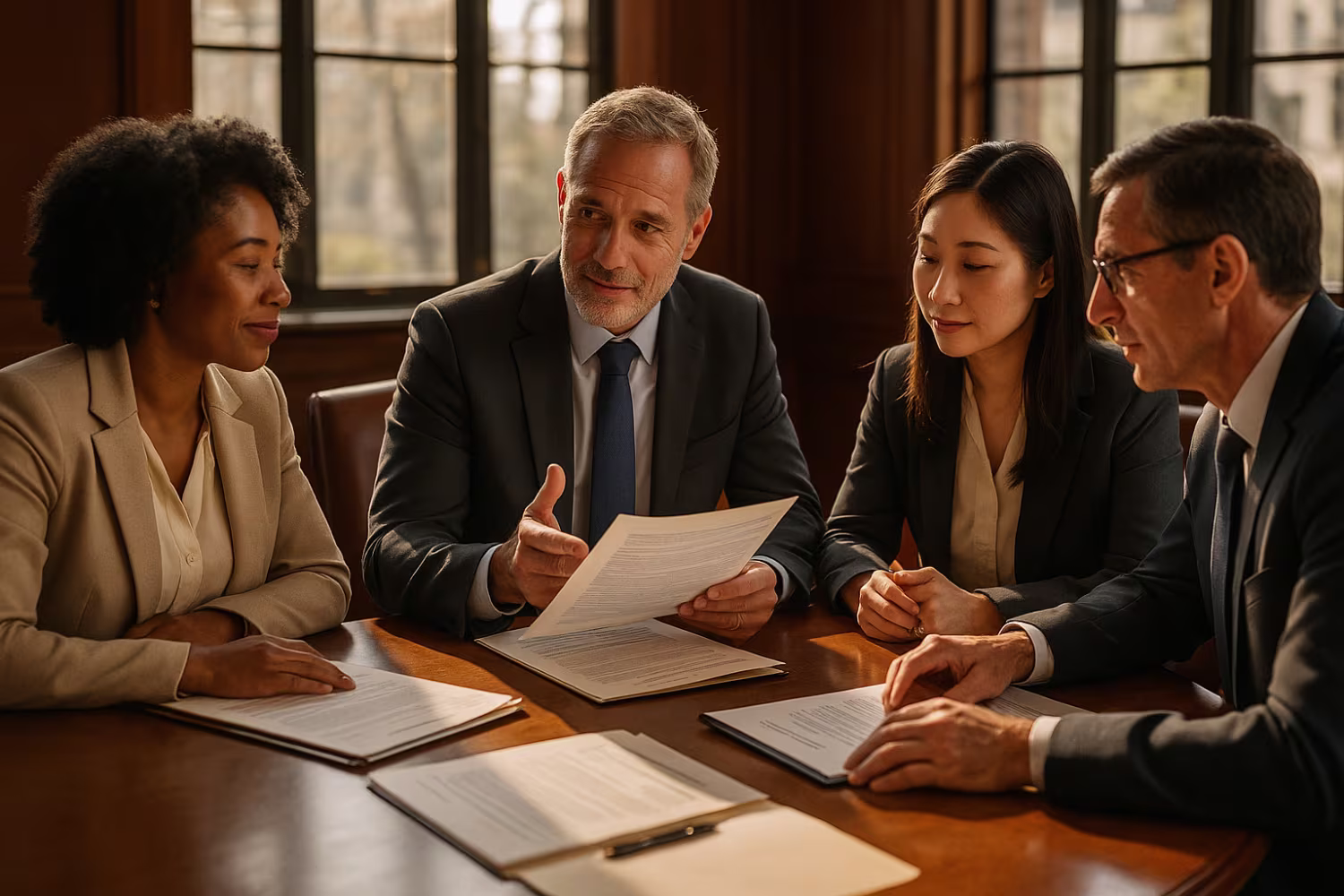 Team discussing regulatory compliance management