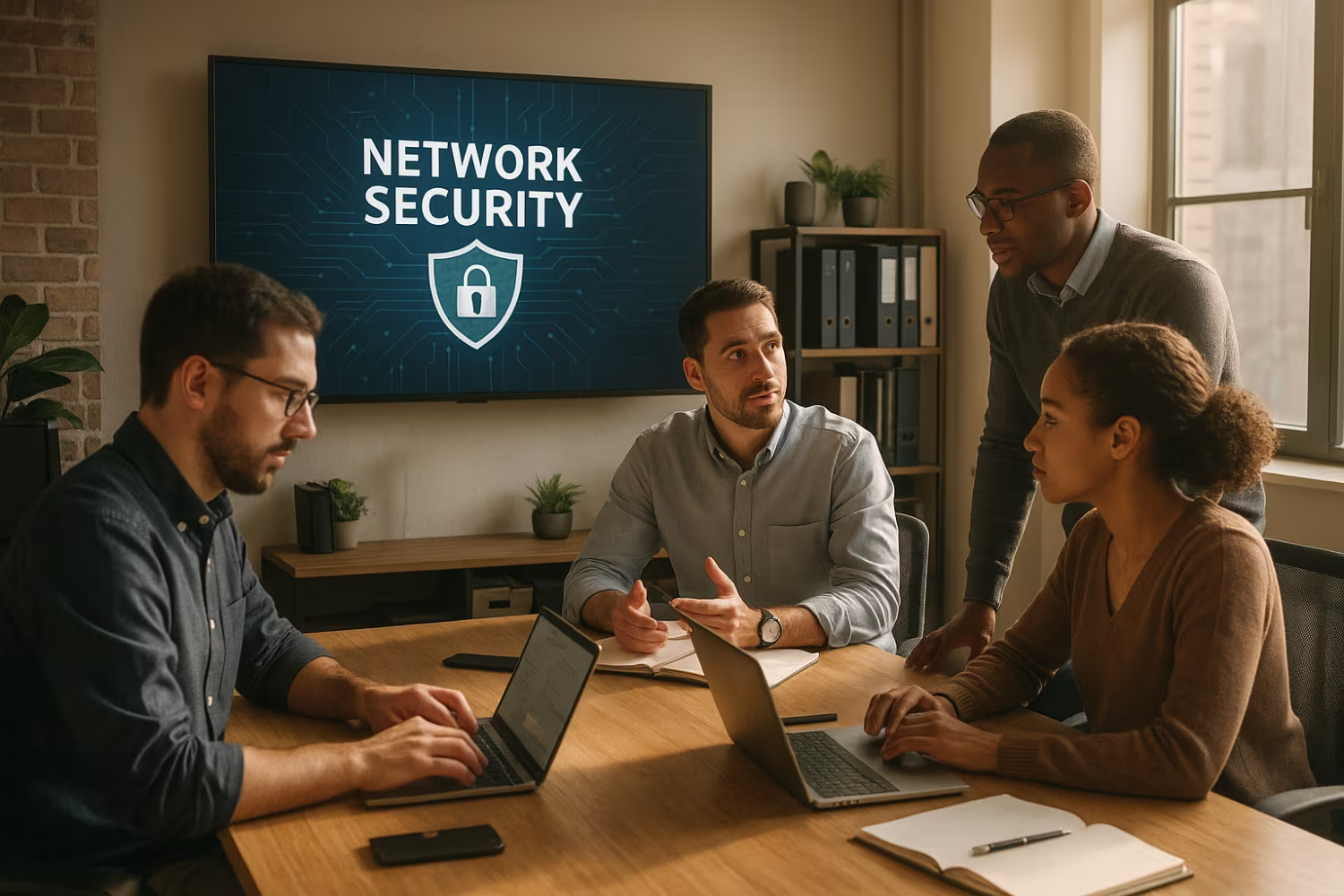 Team conducting network security assessment