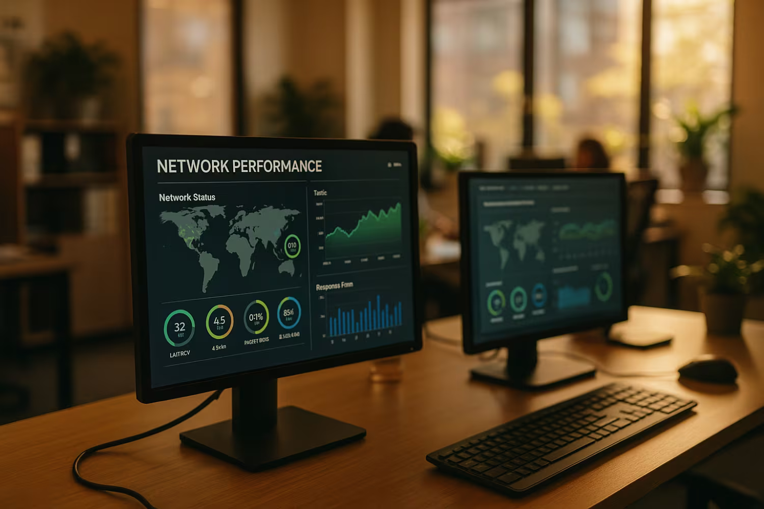 Network Performance Monitoring Office Close-up