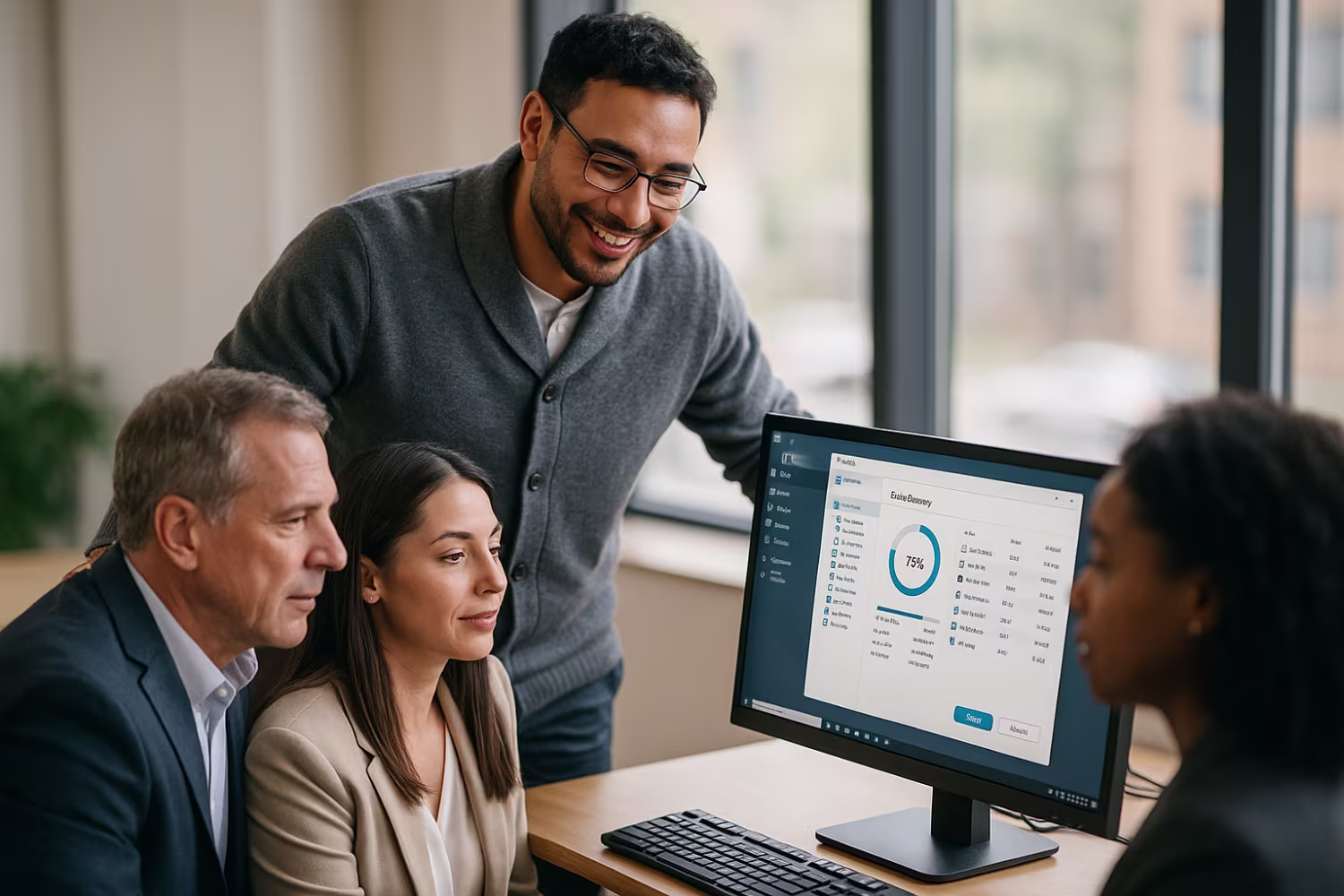 IT professional explaining data recovery services