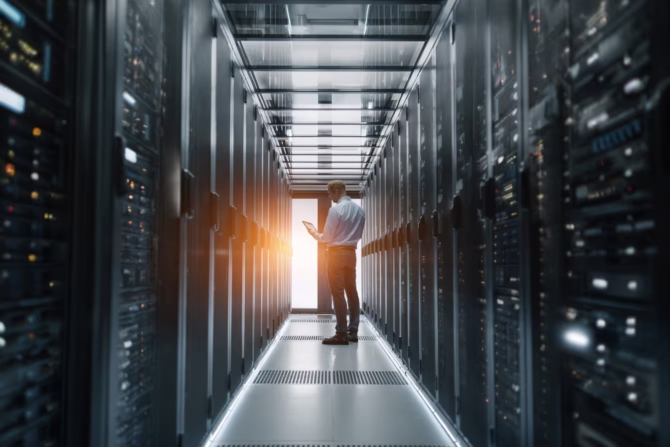 Morning-lit private cloud solutions room