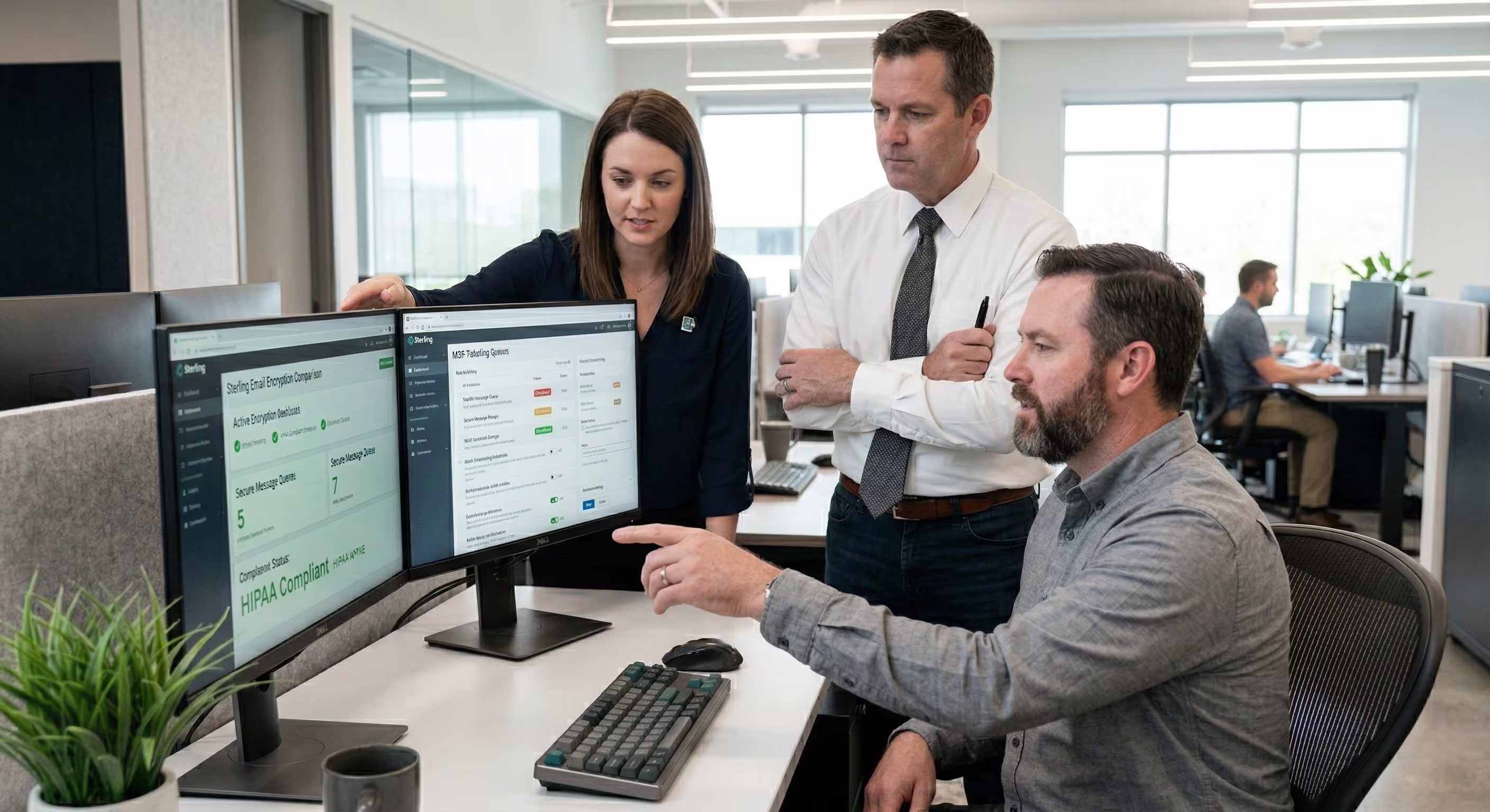 Team discussing email encryption services