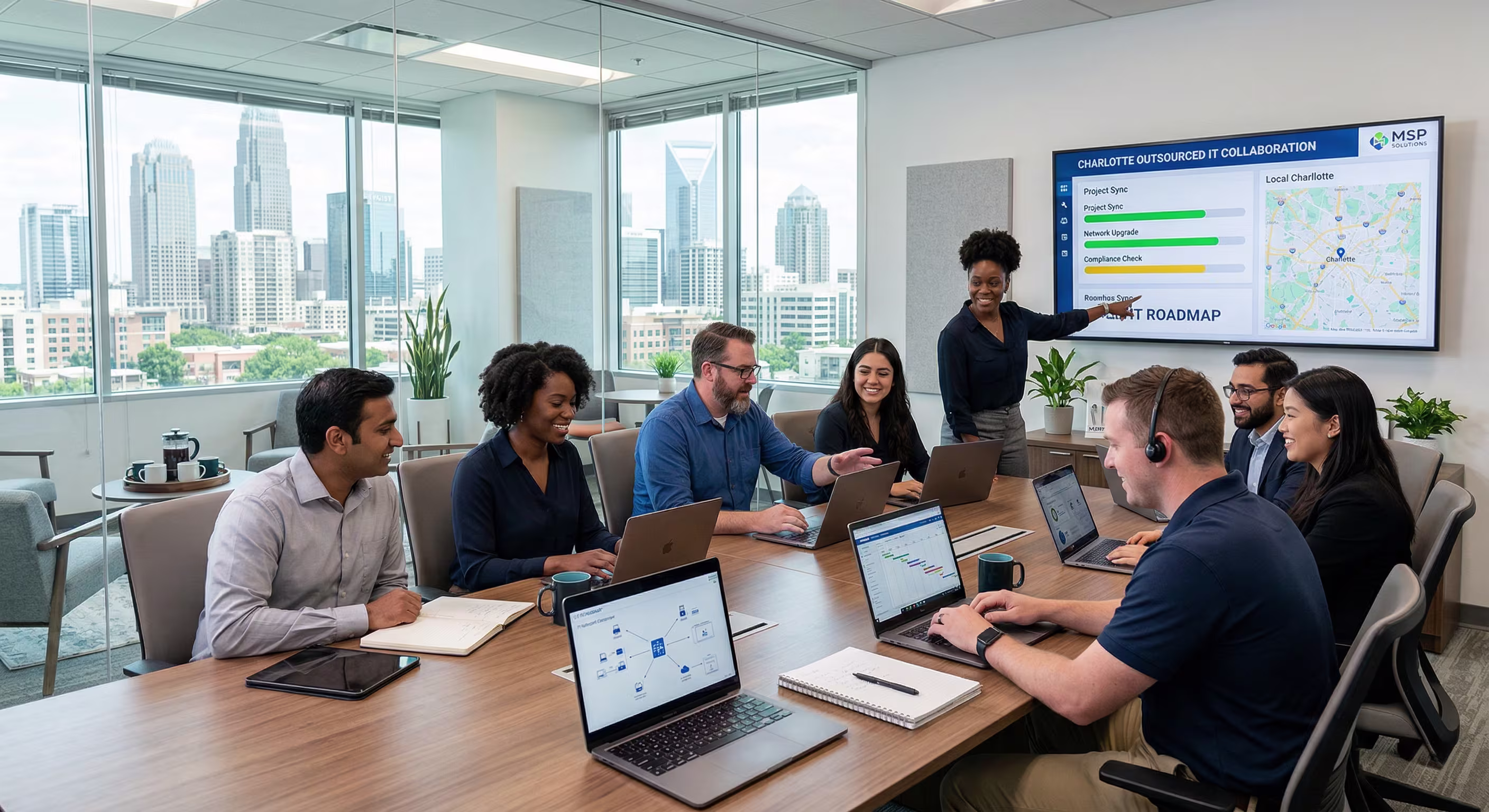 Charlotte outsourced IT department collaborating