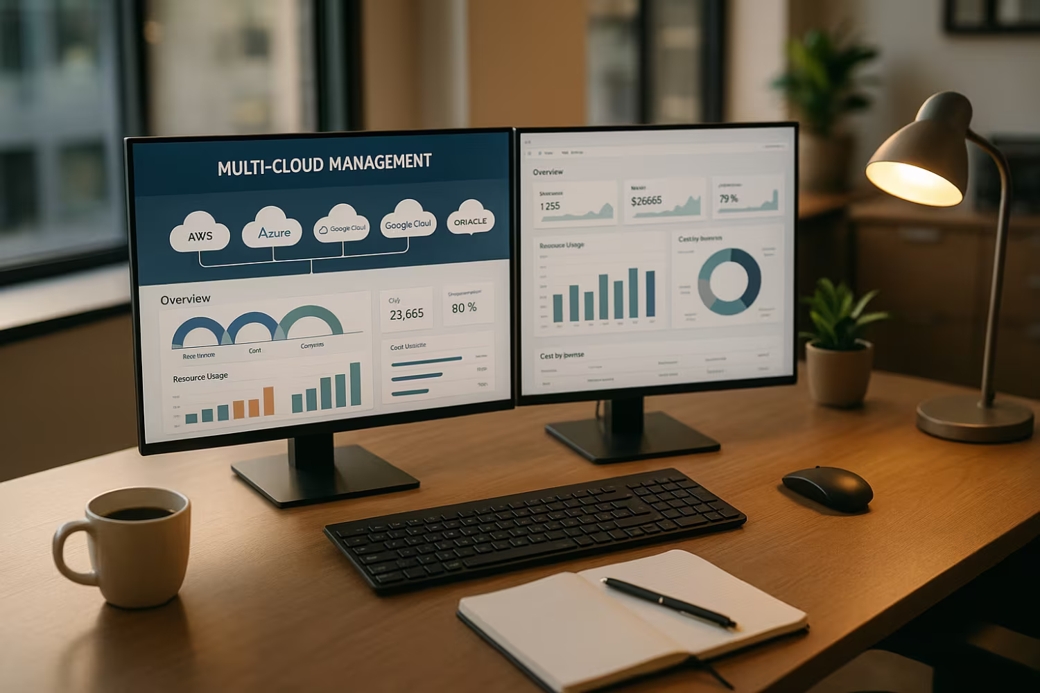 Modern office with multi-cloud management platform
