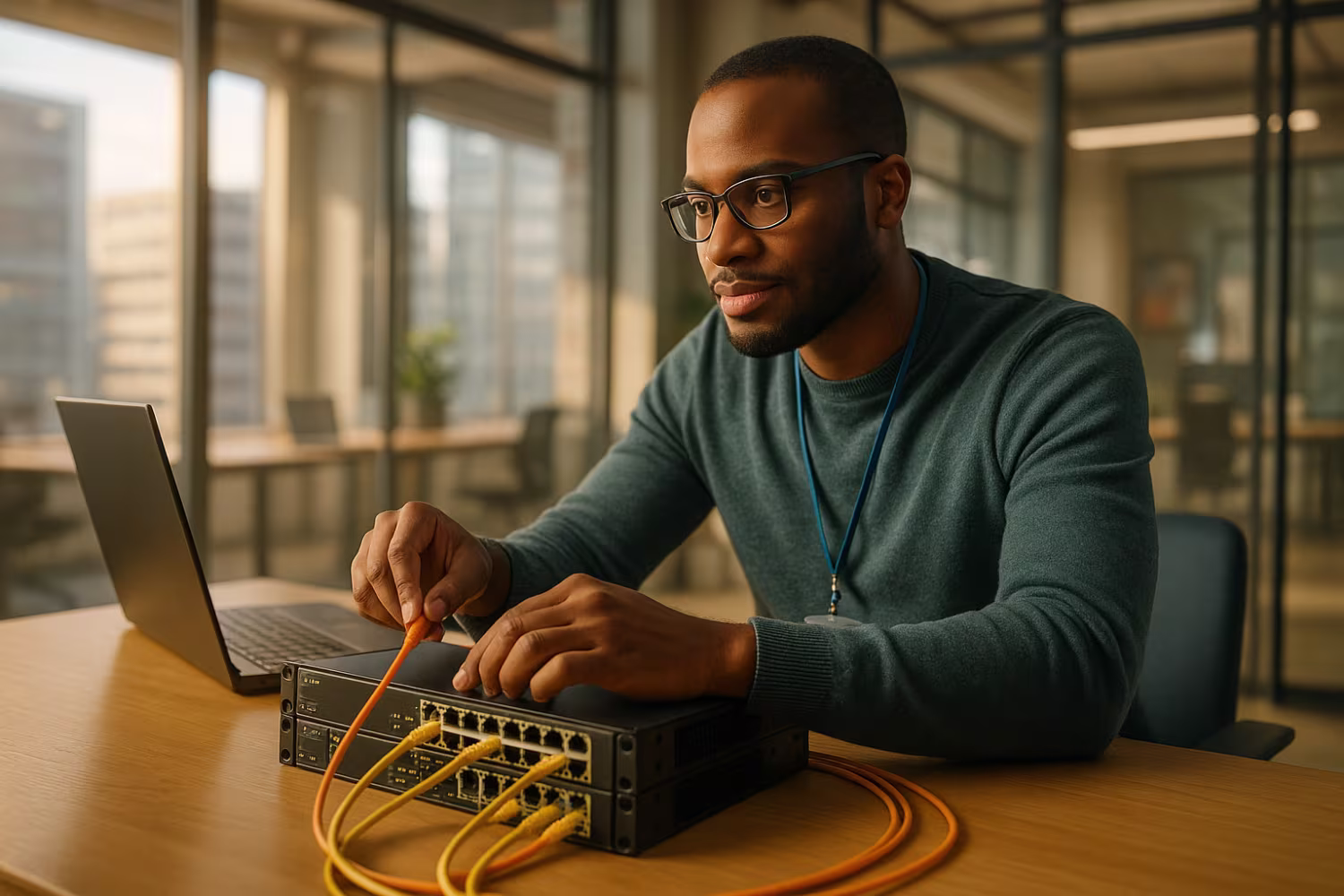 Engineer setting up network segmentation services