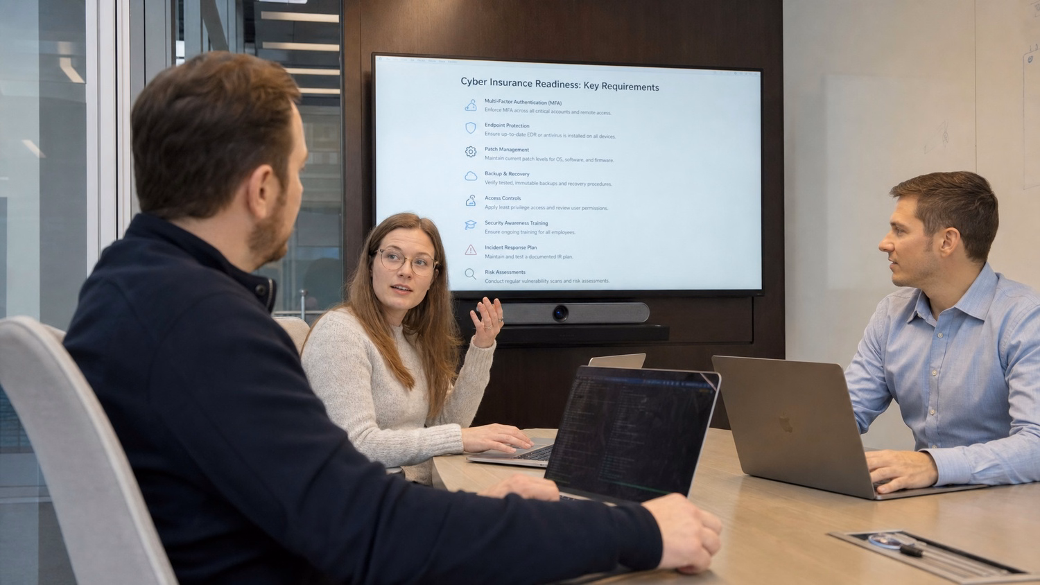 MEETING TABLE An IT professional two to four people seated around a meeting