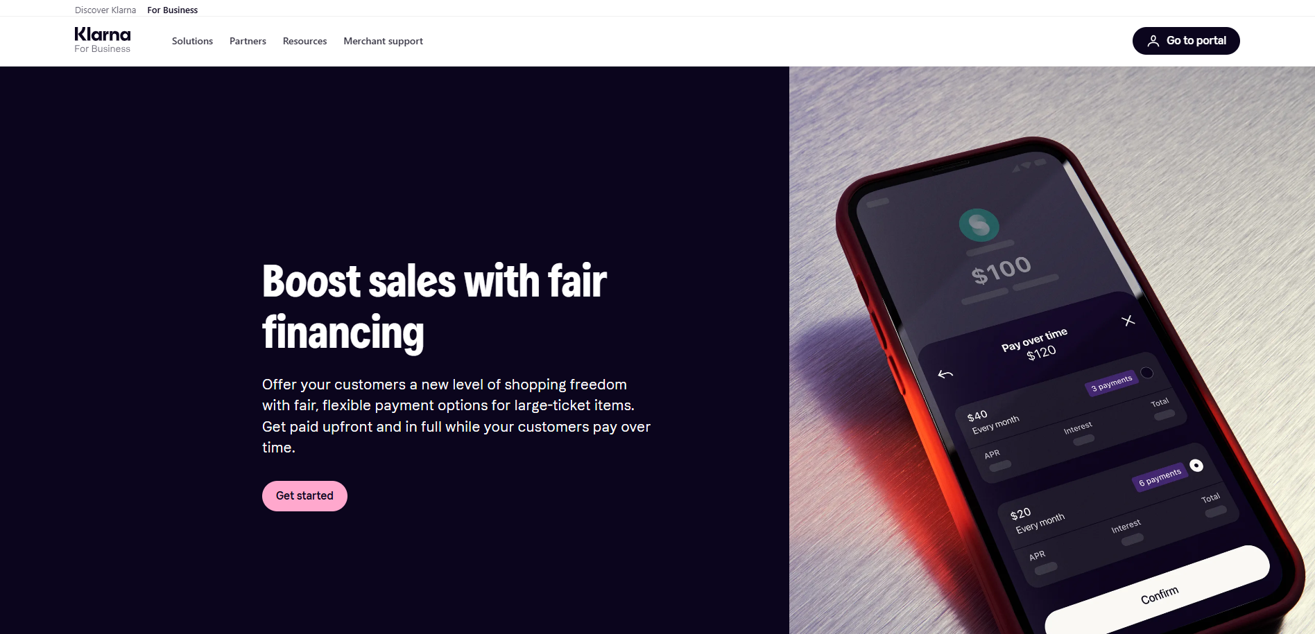 Klarna for Business - Financing Landing Page Klarna for Business - Financing Landing Page