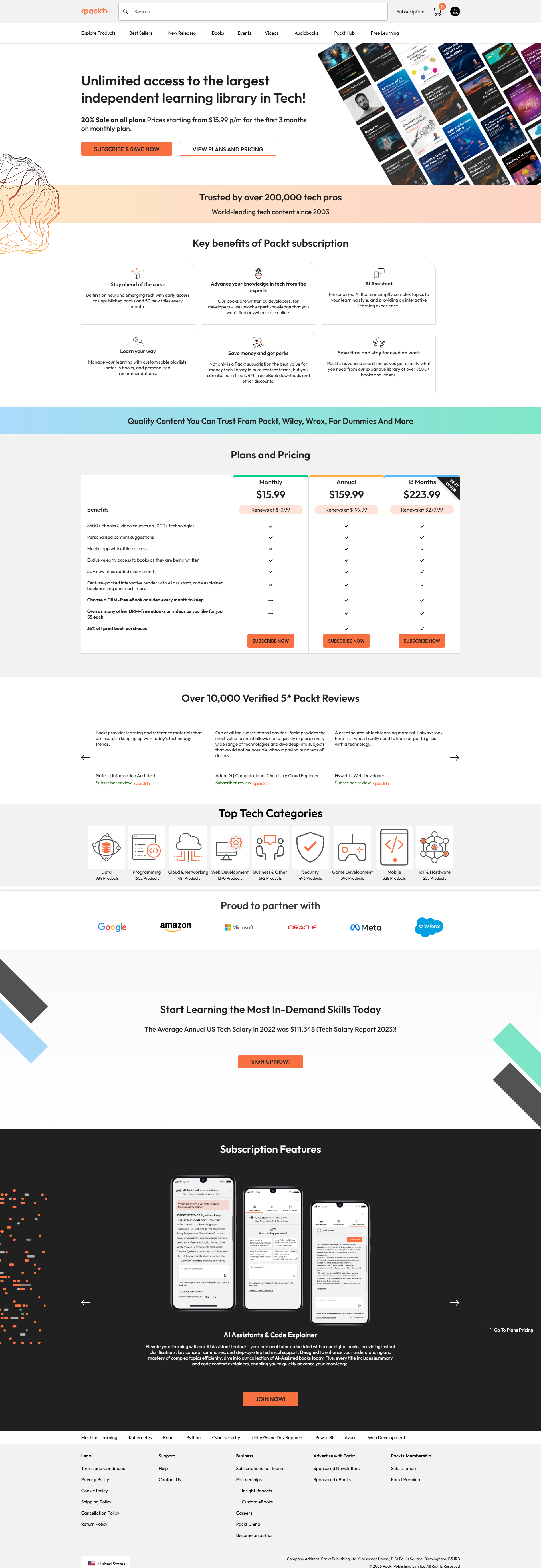 Packt Subscription Landing Page Packt Subscription