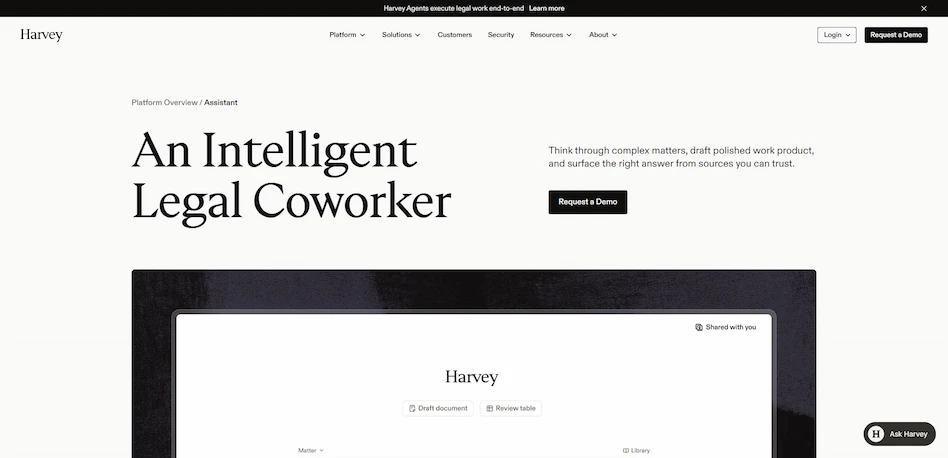 Harvey Assistant Landing Page