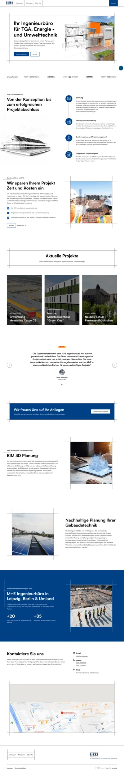 Neues Webdesign der M+E Ingenieurgesellschaft