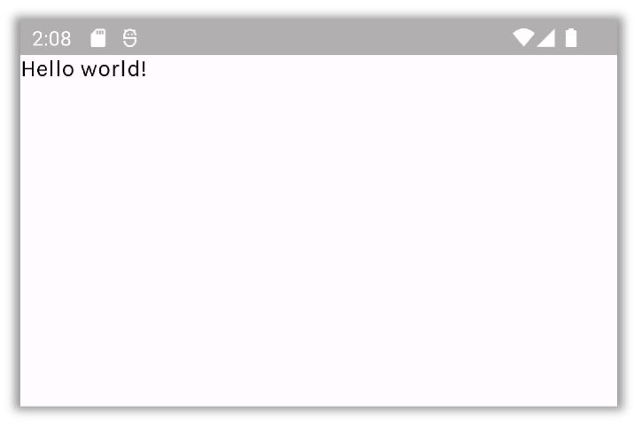 App Screenshot displaying "Hello World!" text