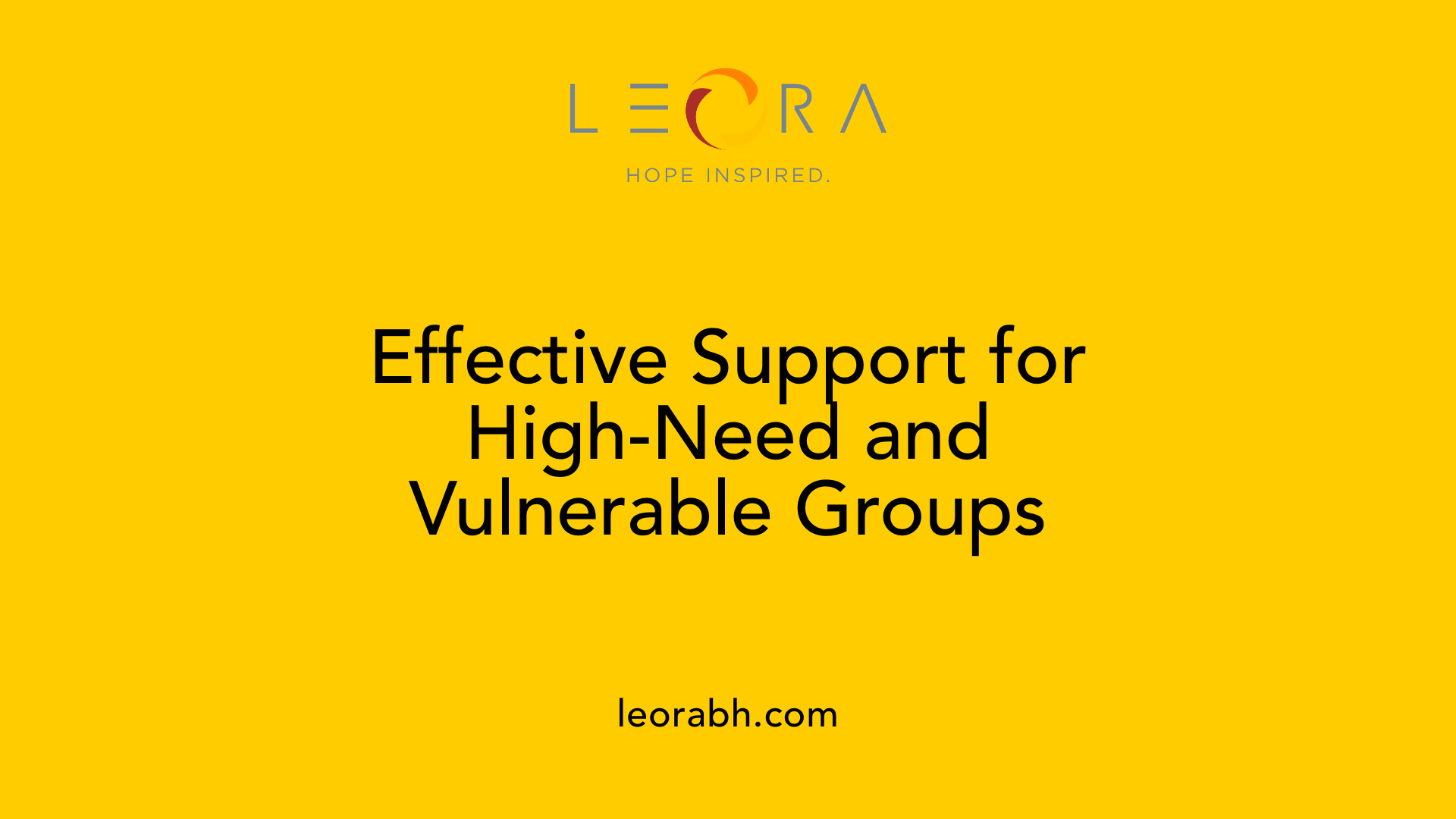 Effective Support for High-Need and Vulnerable Groups