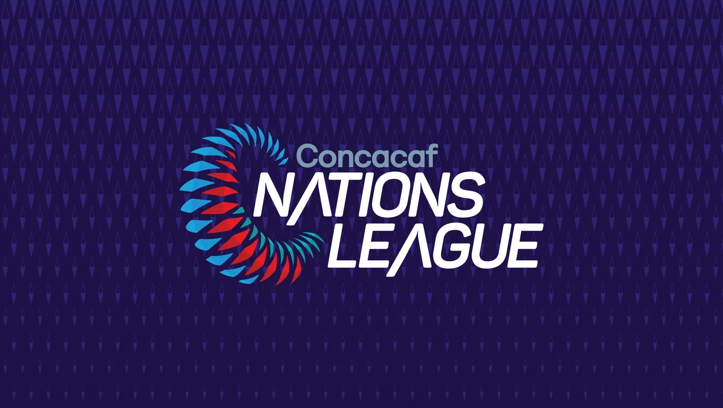 Official Concacaf Nations League logo on a dark patterned background, representing the international football tournament for national teams in North America, Central America, and the Caribbean.