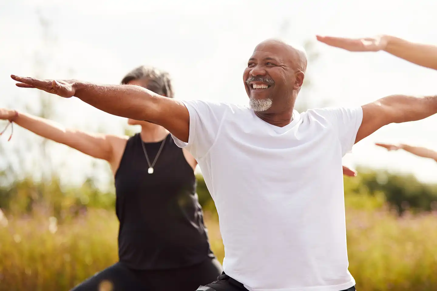 Semaglutide weight loss. Man doing yoga for weight management loss