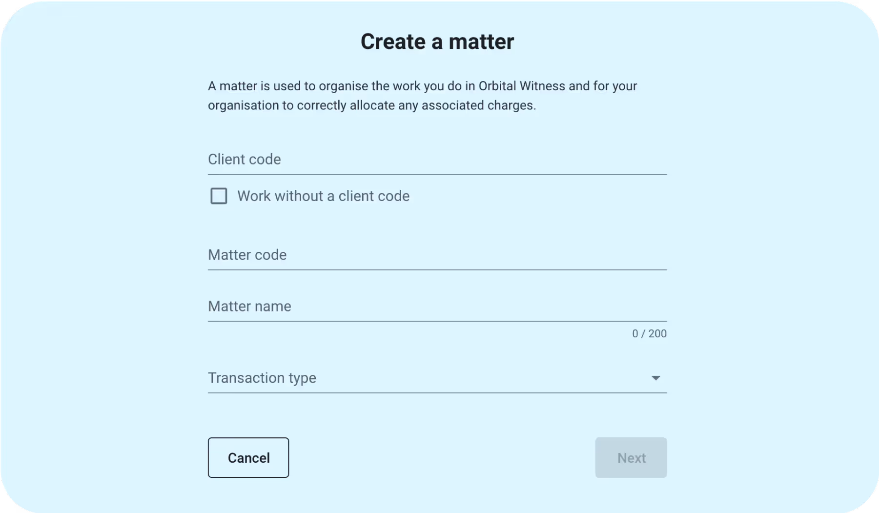 Screenshot of Orbital Witness app