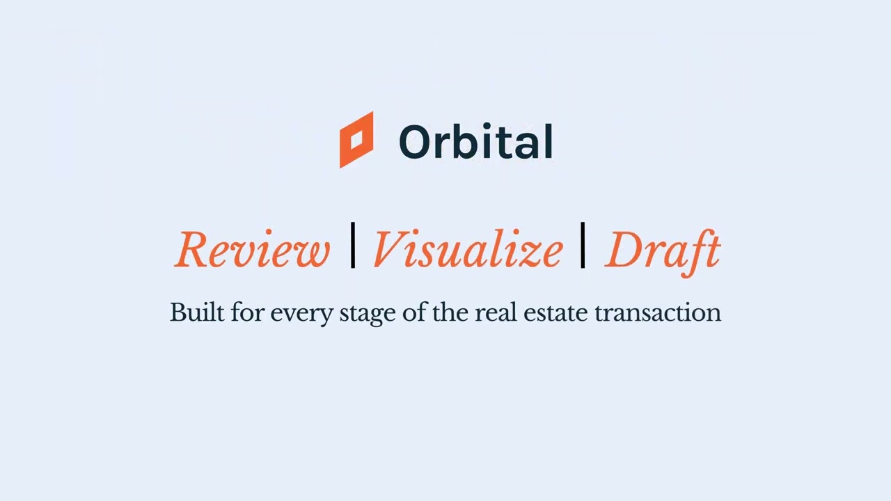 Orbital logo with the words Review, Visualize, Draft for real estate transaction stages.