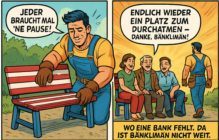 Comic Sitzbank und Spielplatz Reparatur-Service