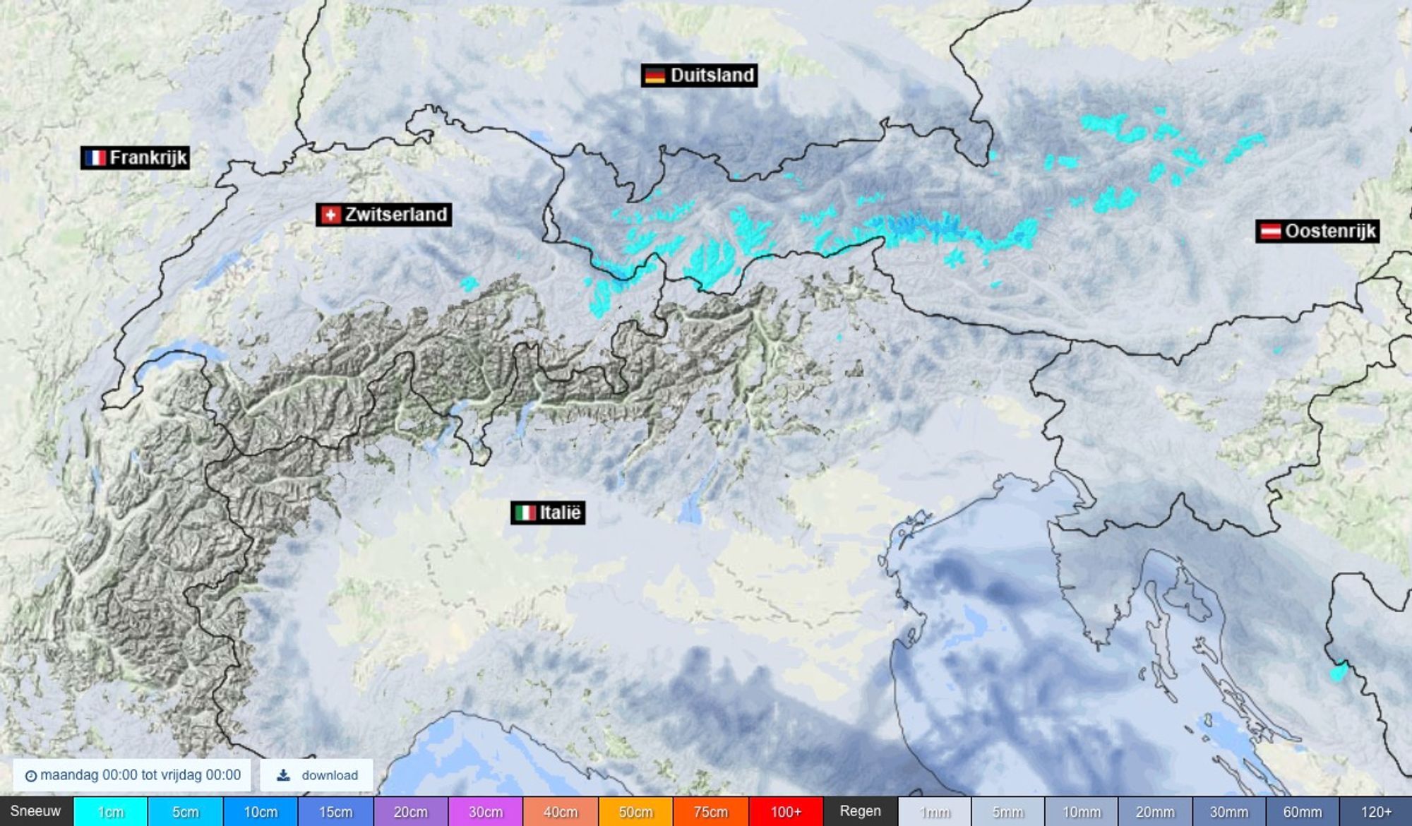 Precipitation forecast until Thursday