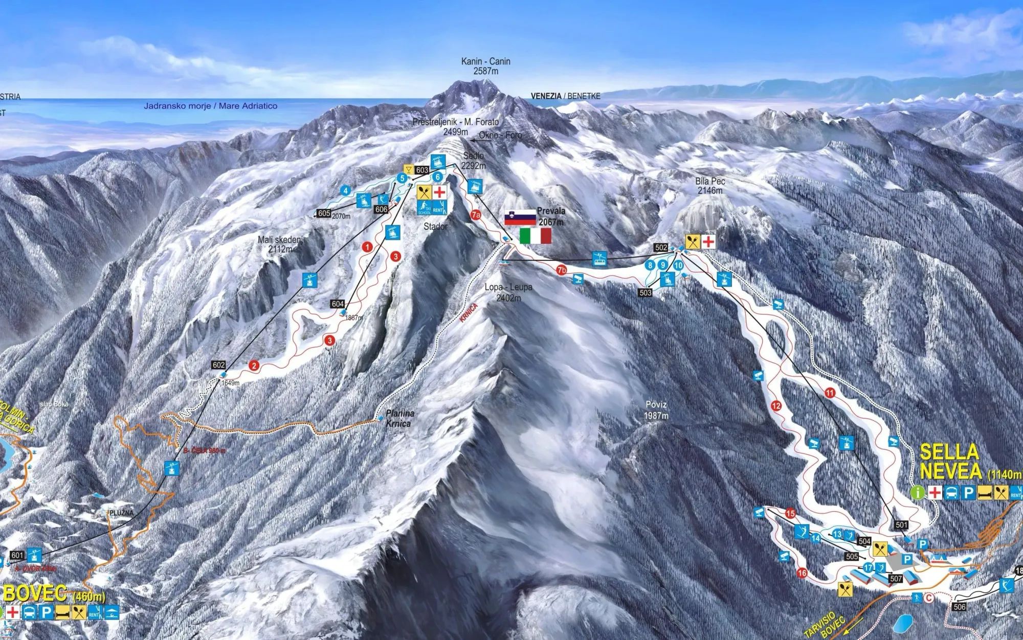 Het grensoverschrijdende skigebied voor de sluiting in 2023