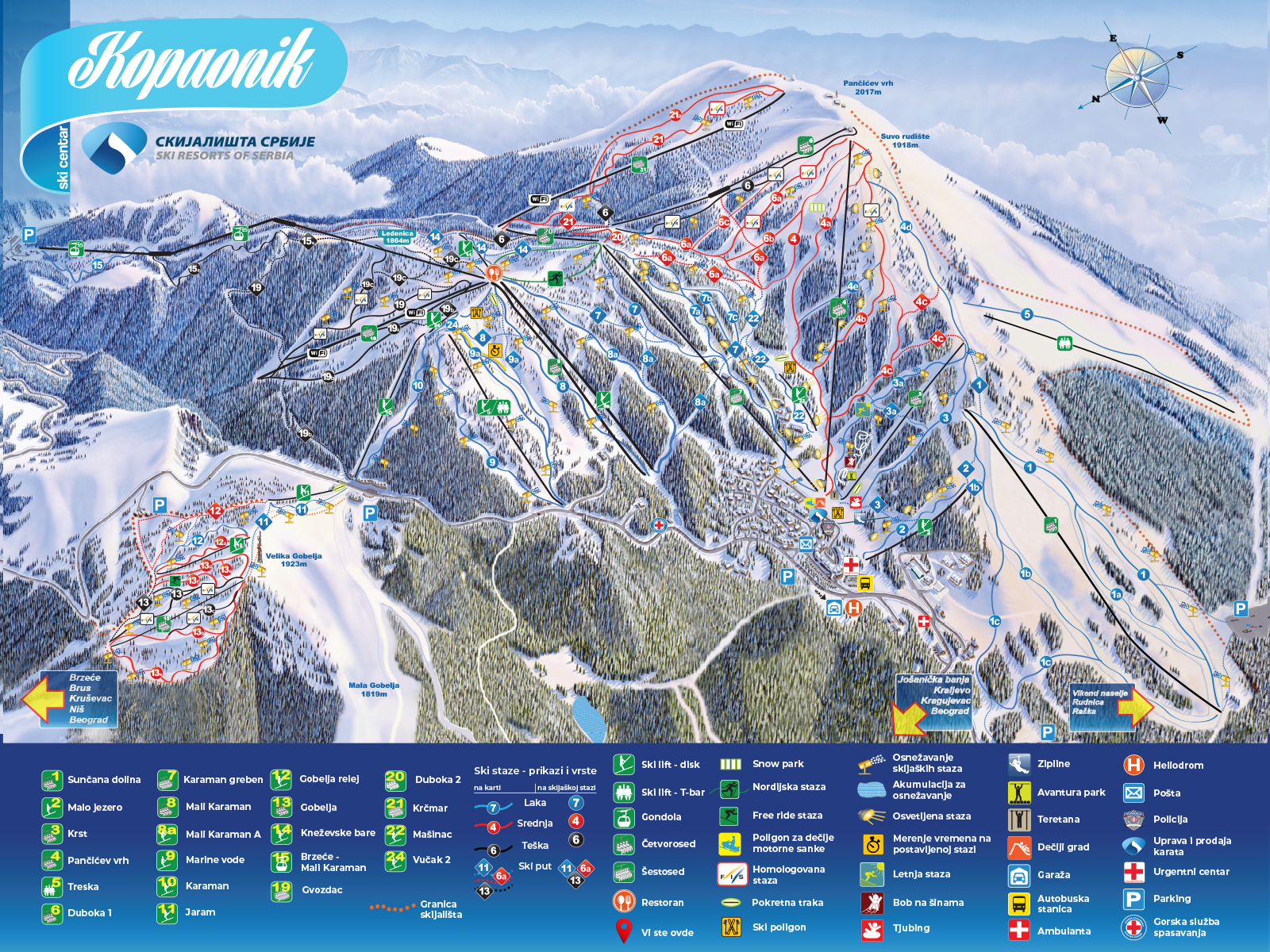 Официална карта на пистите — Kopaonik · Skijališta Srbije