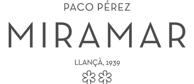 Text reading 'Paco Pérez MIRAMAR Llançà, 1939' with two small flower icons below.