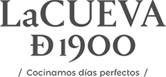 Logo with text 'La CUEVA Ð 1900' and tagline 'Cocinamos días perfectos' in stylized black font.