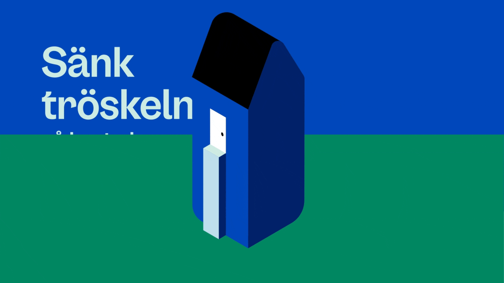 Animation på ett blått hus