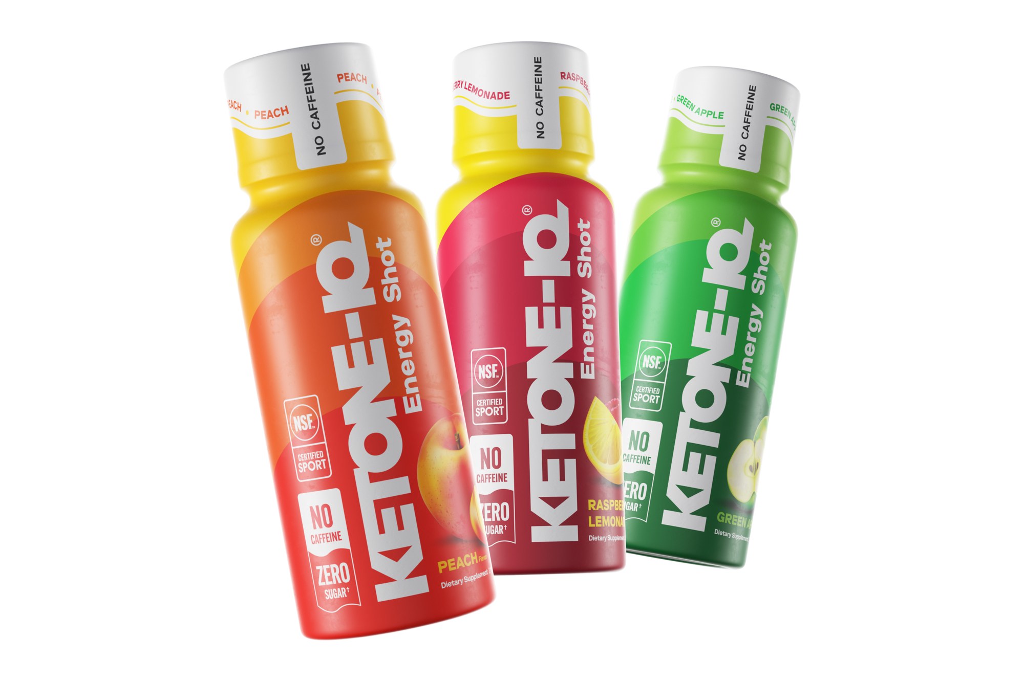 Ketone-IQ energy shot variety pack: peach, raspberry lemonade, and green apple