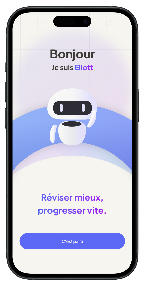 Écran d'accueil de l'app Eliott