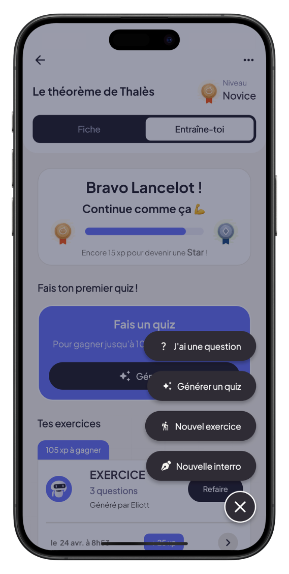 Espace de révision d'un chapitre