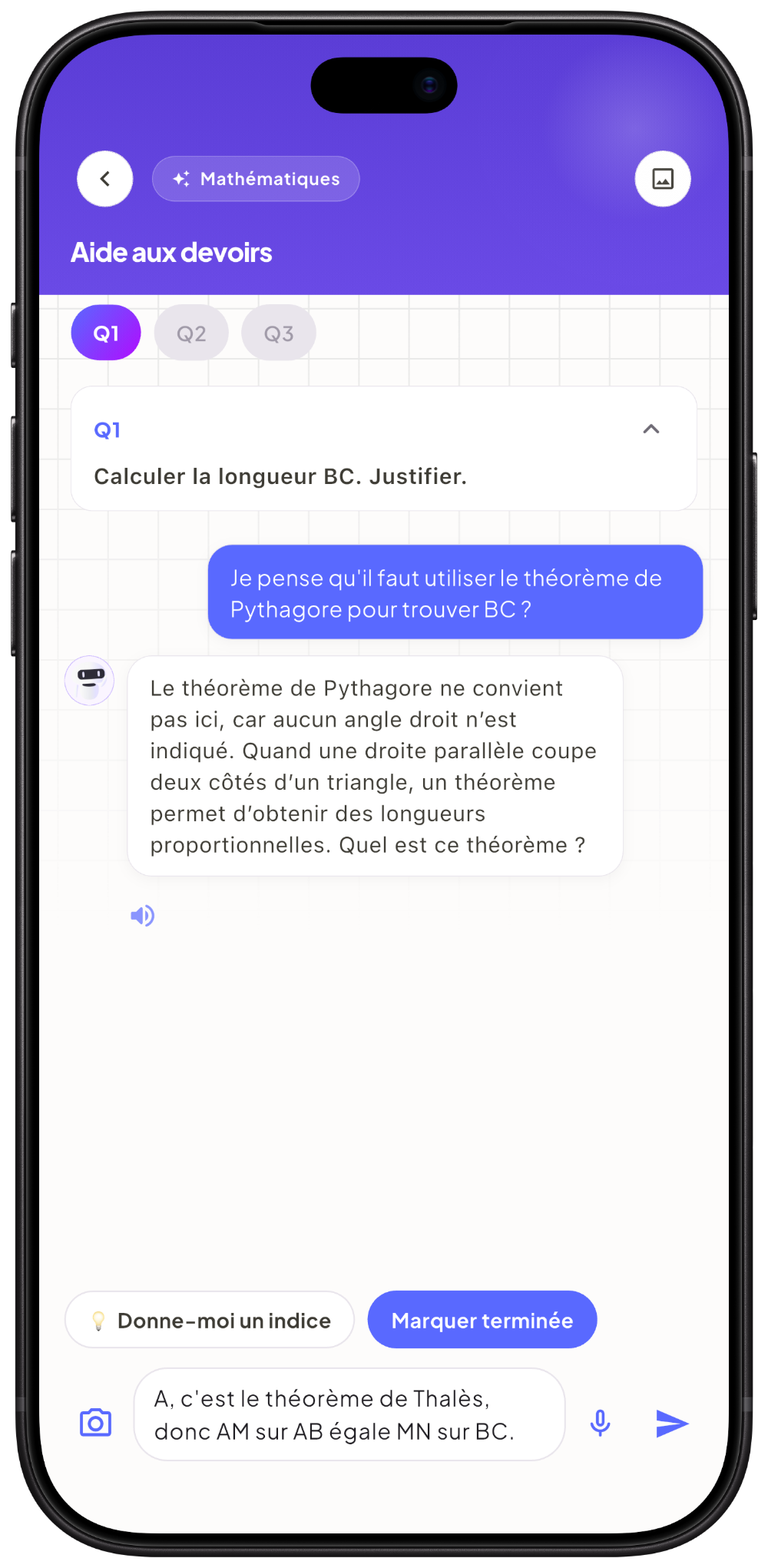 Aide aux devoirs : photo d'un exercice