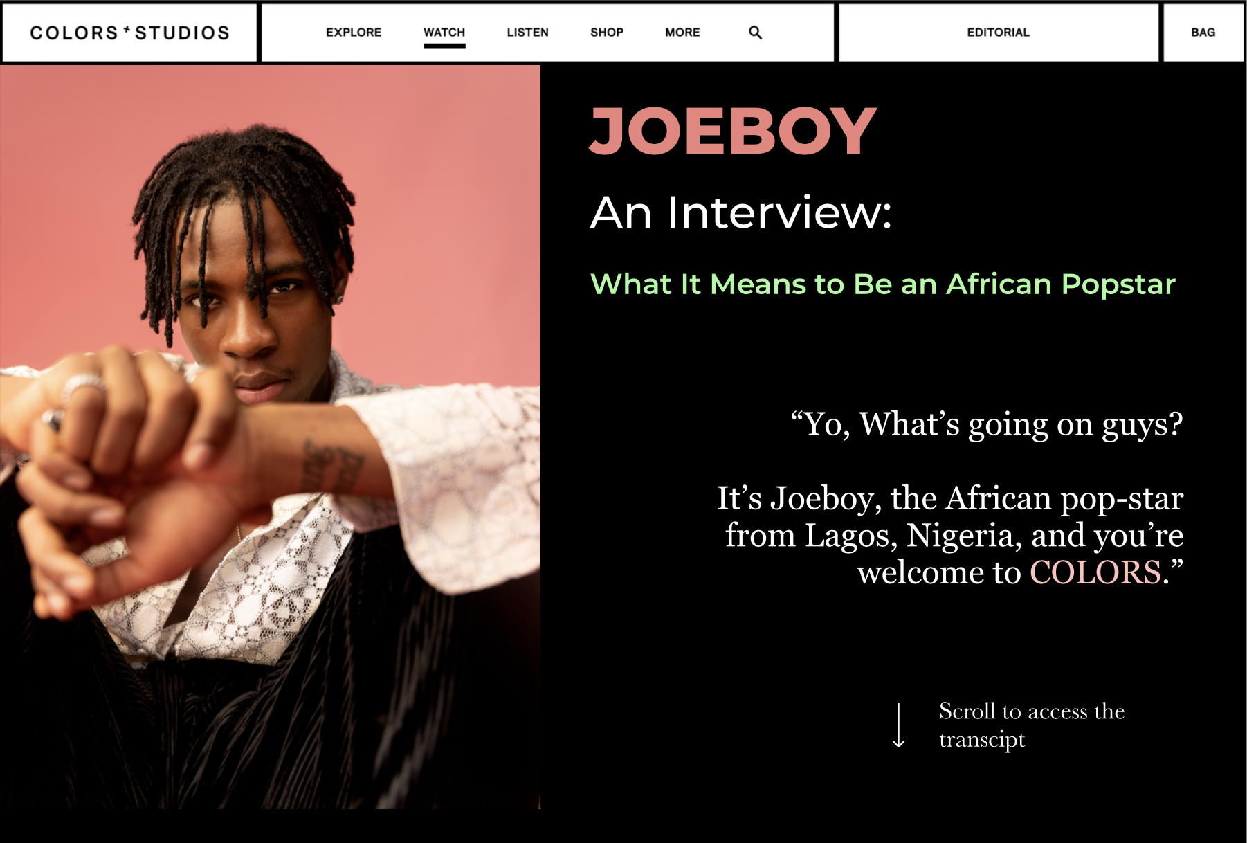 Joeboy Interview Site Redesign