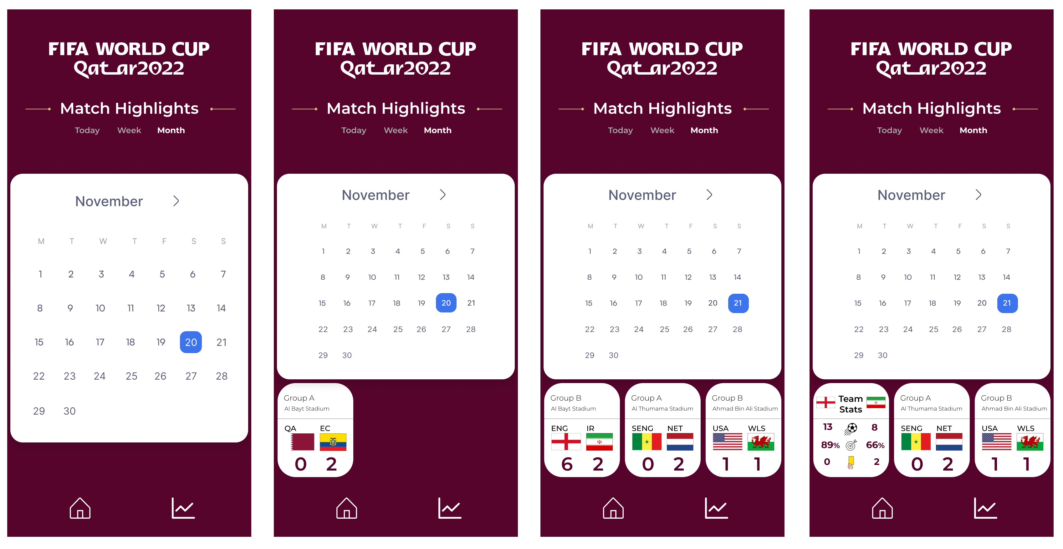 organization for match cards by month: November
