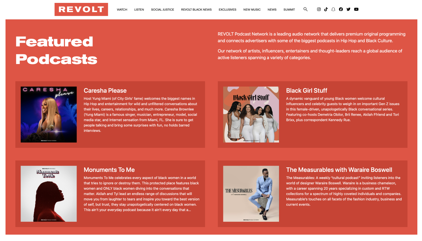 landing page for revolt TV
