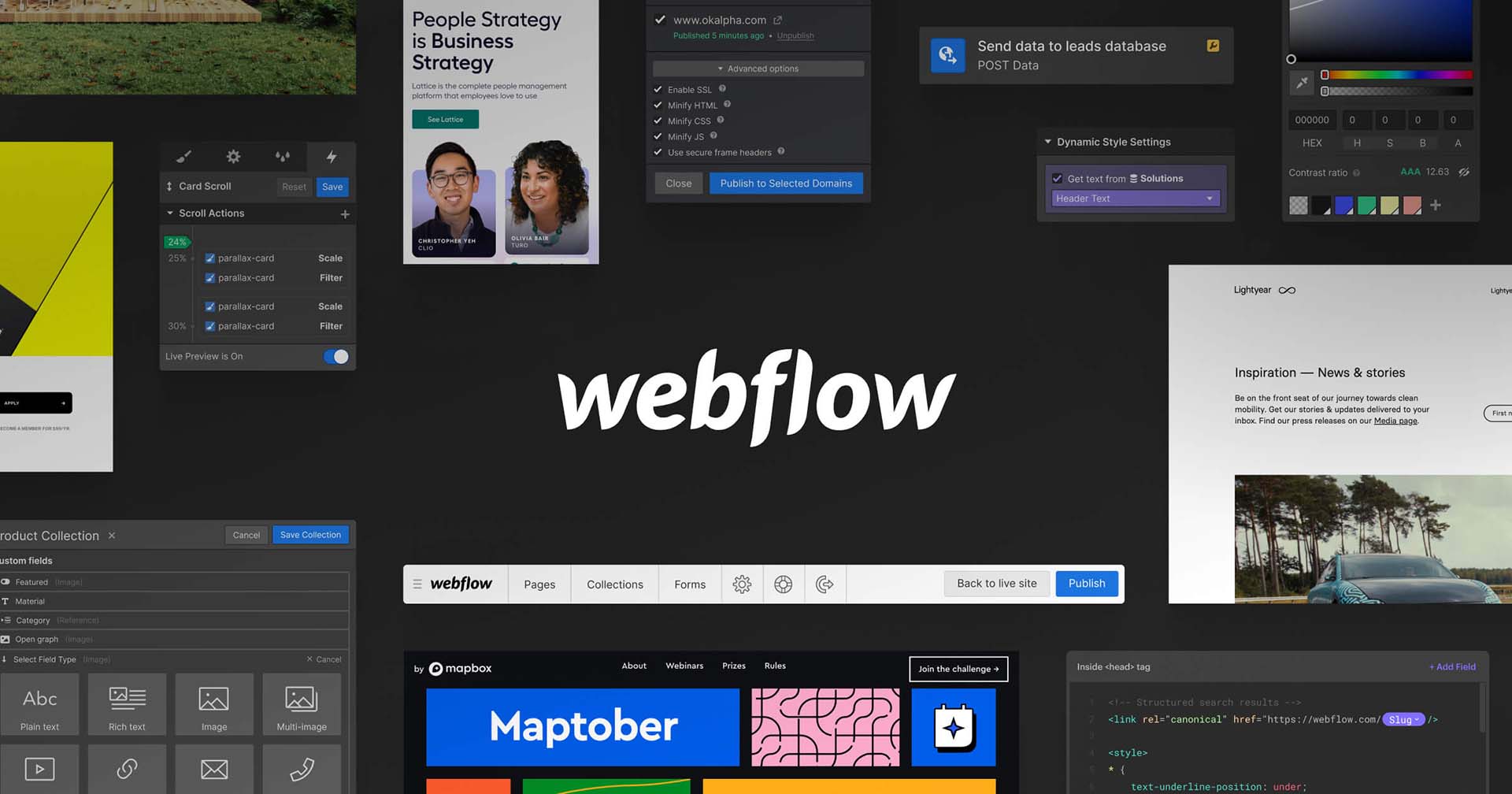 Multiple parts of the Webflow Designer in one picture
